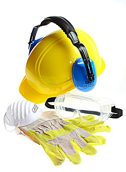 个人防护装备,听力保护,安全帽,防尘口罩,护目镜,工作手套
