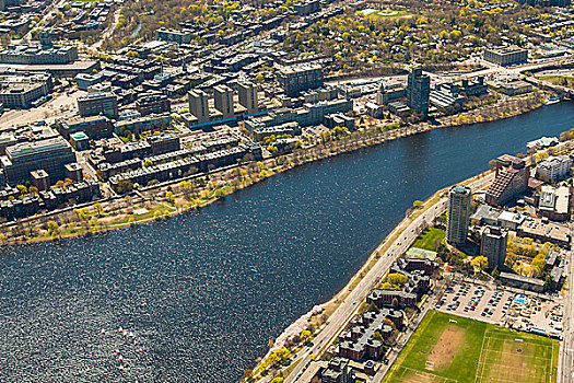 波士顿,大学,查尔斯河,俯视