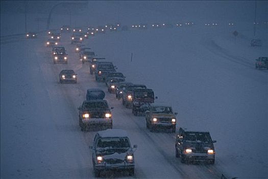 通勤,交通,暴风雪,冬天,景色,雪