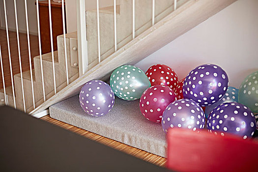 多彩,气球,墙壁,楼梯,在家