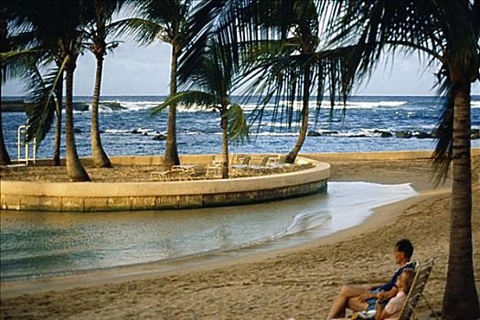 伴侣,风景,放松,海滩,波多黎各