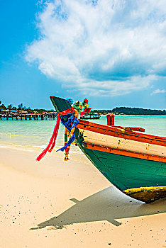 自然风光,沙滩,传统,长尾船,长滩,乡村,苏梅岛,岛屿,西哈努克城,柬埔寨,亚洲