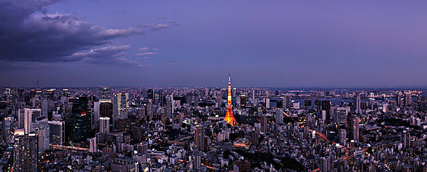 东京塔,城市,黄昏,东京,日本,亚洲