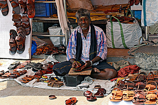 鞋店,鞋,业务员,泰米尔纳德邦,印度,亚洲