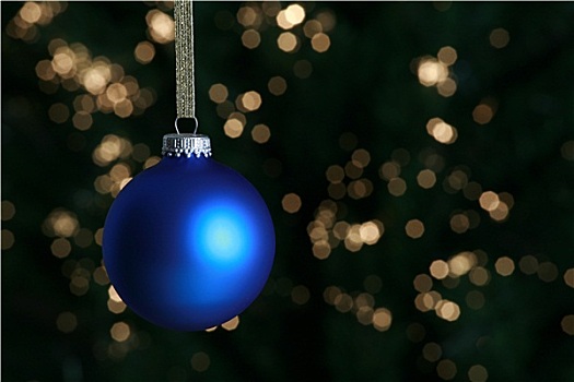 蓝色,圣诞饰品,悬挂,照亮,圣诞树