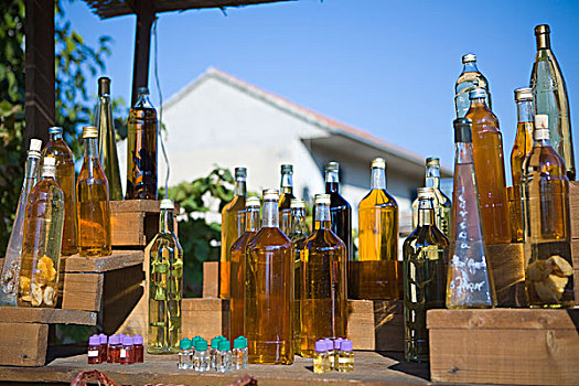 克罗地亚,达尔马提亚,夏娃岛,城镇,瓶子,葡萄酒,展示,出售