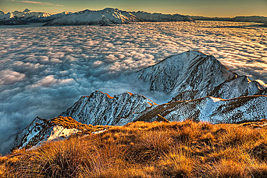 云,上方,瓦纳卡湖,攀升,渴望,左边,奥塔哥,新西兰