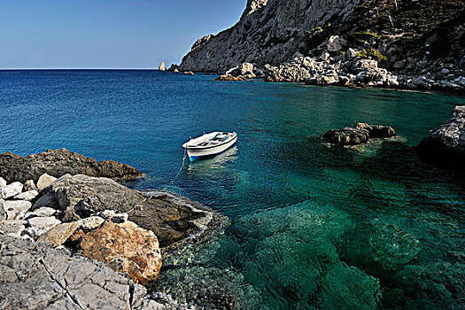 划艇,阿基亚斯尼古拉斯,卡帕索斯,岛屿,爱琴海岛屿,爱琴海,多德卡尼斯群岛,希腊,欧洲