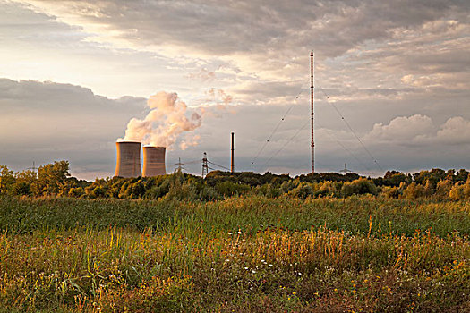 冷却塔,格拉芙莱茵费德,核电站,地区,弗兰克尼亚,巴伐利亚,德国