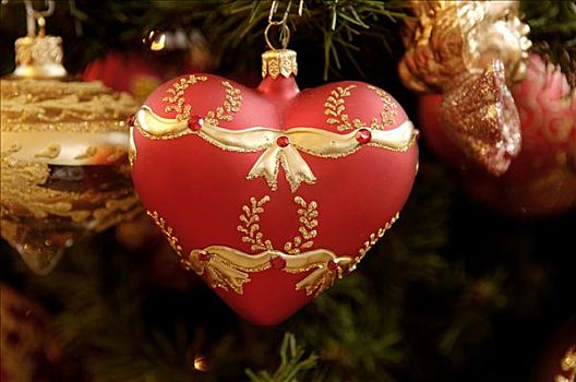 心形,圣诞饰品,圣诞树
