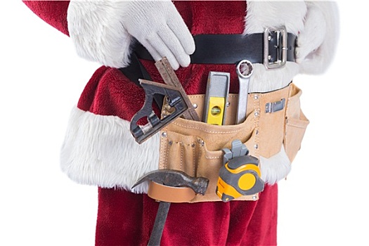 圣诞老人,穿,工具腰带