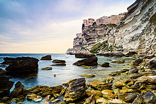 风景,城堡,悬崖,博尼法乔,科西嘉岛,法国