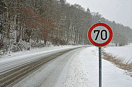 积雪,冰,道路,靠近,巴登符腾堡,德国,欧洲