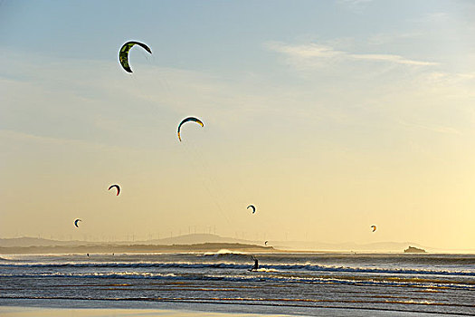 风筝冲浪手,海岸,靠近,苏维拉,大西洋海岸,摩洛哥