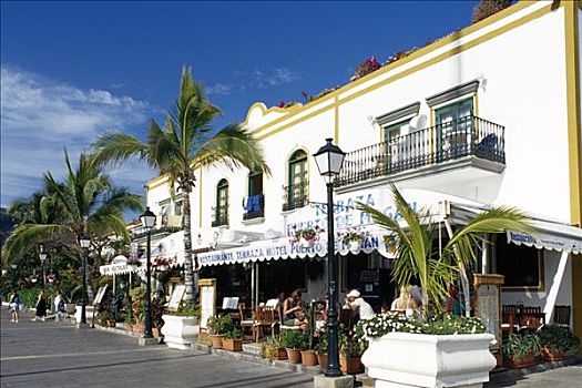 餐馆,港口,波多黎各,大卡纳利岛,加纳利群岛,西班牙,欧洲