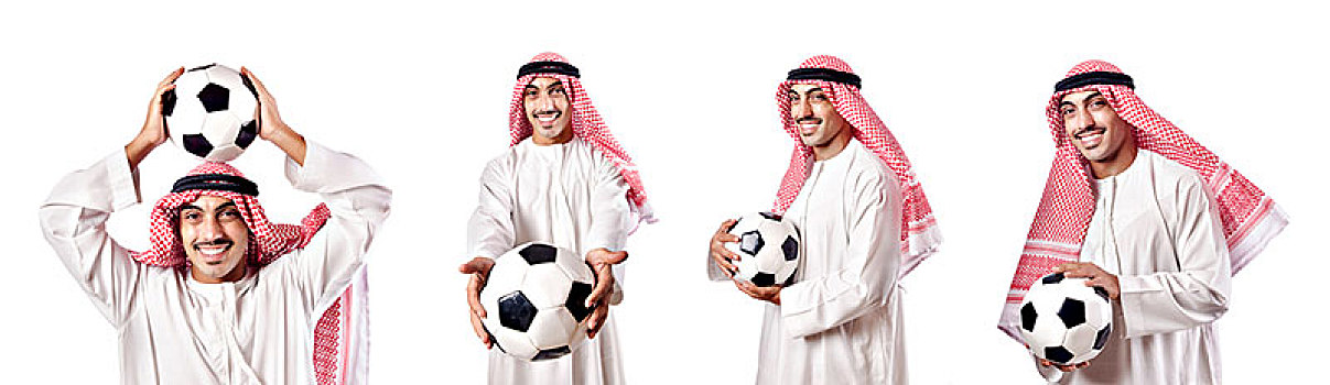 阿拉伯,商务人士,足球,白色背景
