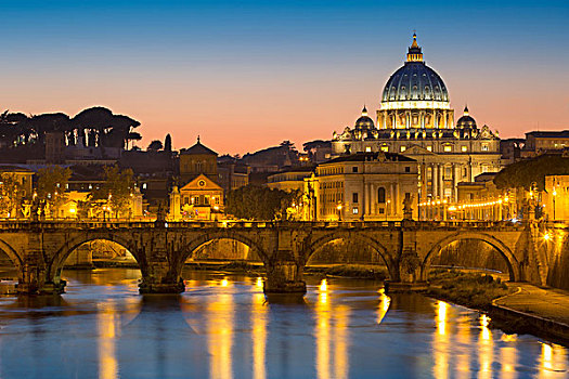 黎明,上方,河,穹顶,梵蒂冈,罗马,拉齐奥,意大利
