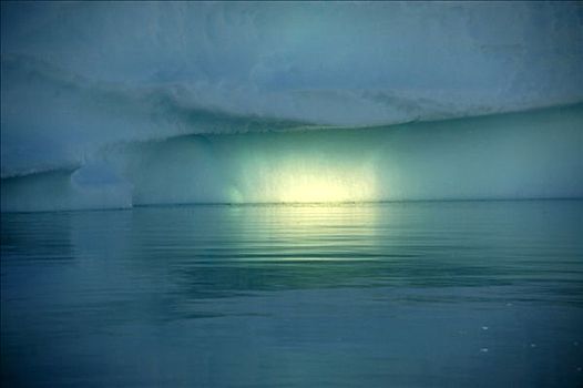蓝光,冰山,镜子,水,峡湾