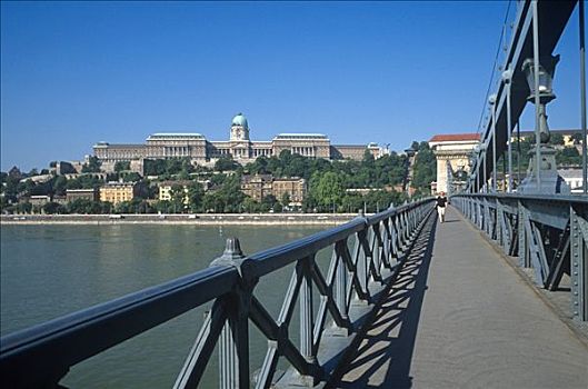 链索桥,皇宫,城堡,山,布达佩斯,匈牙利