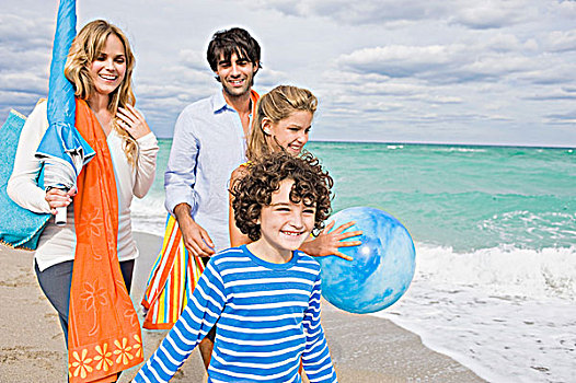 家庭,享受,假期,海滩