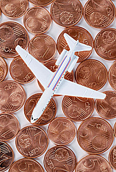 微型,飞机,分币,硬币,便宜,航线