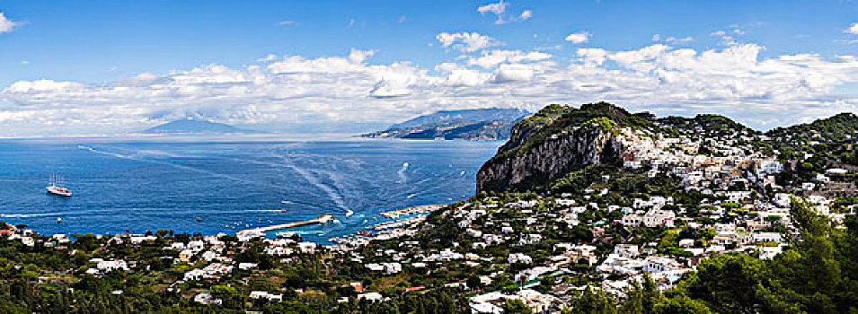 景色,远景,远眺,卡普里岛,海湾地区,那不勒斯,索伦托,半岛,意大利