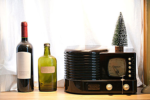 葡萄酒瓶,钟表,圣诞节,展示,块
