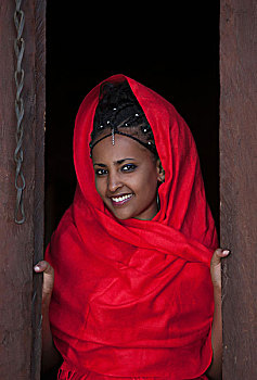 头像,年轻,阿姆哈拉族,女人,敞门,埃塞俄比亚,非洲