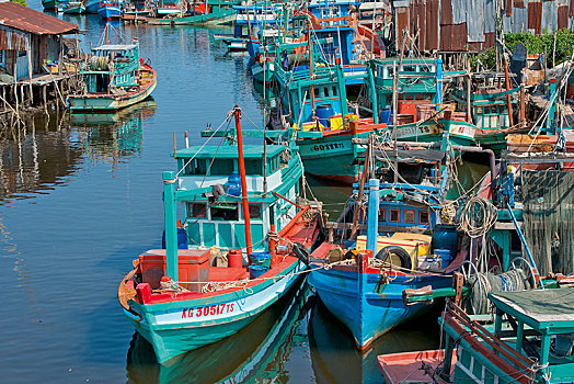 彩色,渔船,岛屿,越南,亚洲