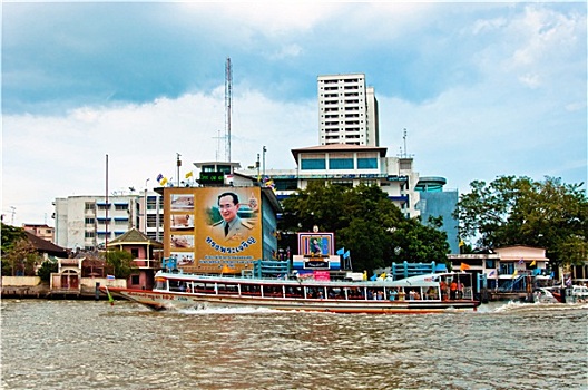 湄南河,市区,建筑,曼谷