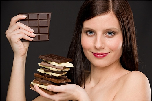 巧克力,头像,健康,女人,享受,甜食