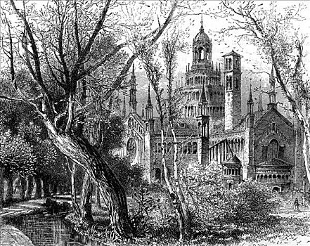 卡尔特修道院,帕维亚,伦巴第,意大利,19世纪