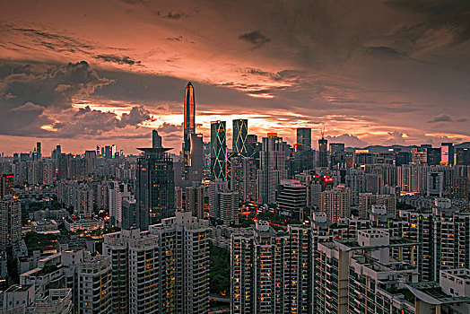 中国广东深圳福田中心区都市夜景