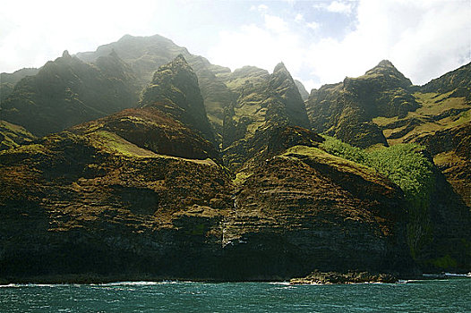 夏威夷,考艾岛,纳帕利海岸,崎岖,悬崖,海洋