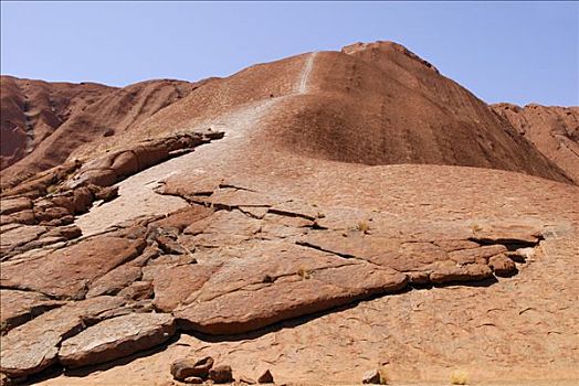乌卢鲁巨石,艾尔斯巨石,攀登,小路,卡塔曲塔国家公园,北领地州,澳大利亚