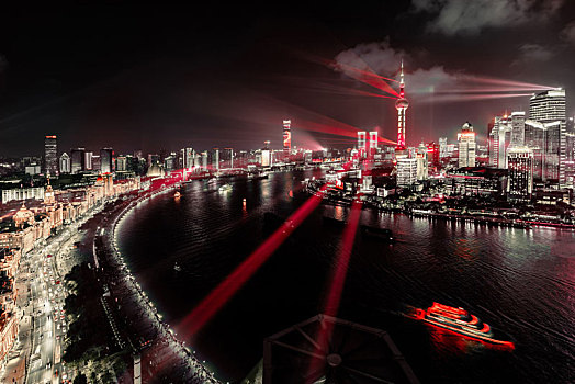 上海黄浦江两岸夜景灯光