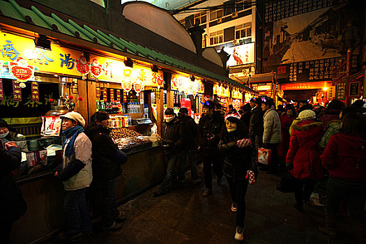 北京王府井步行街夜景