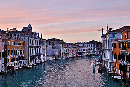 日落,船,大运河,威尼斯,意大利