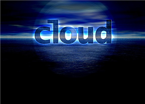 云,文字,互联网,概念,蓝色背景,天际线