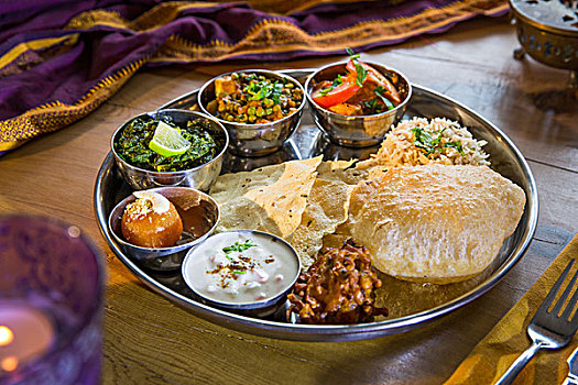 印度风味,碗,餐厅桌子