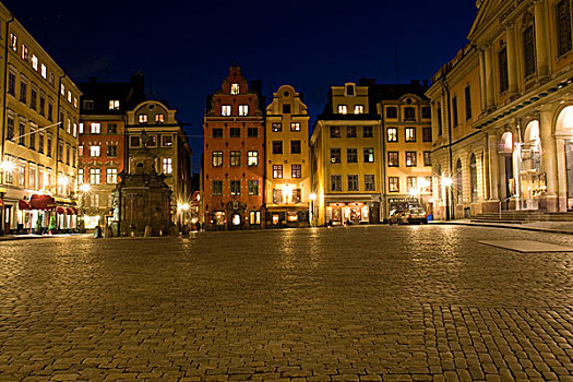 市场,历史,城镇,加玛,夜景,斯德哥尔摩,瑞典,斯堪的纳维亚,欧洲