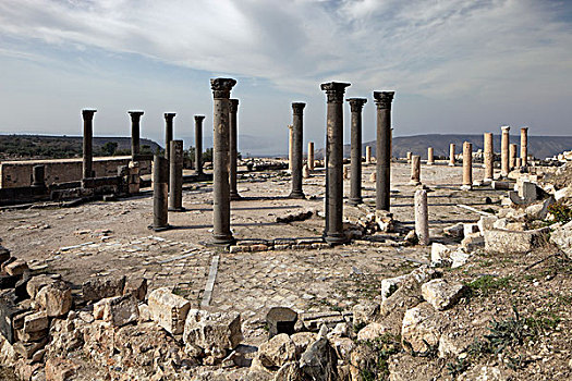 柱子,八边形,教堂,大教堂,古镇,约旦,亚洲