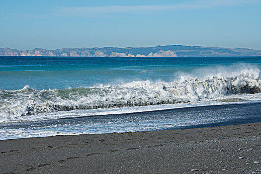 新西兰,纳皮尔,霍克斯湾,水岸,风景,大,碰撞,海滩,区域,市区,大幅,尺寸