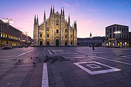 风景,广场,哥特式,中央教堂,象征,米兰,伦巴第,意大利,欧洲
