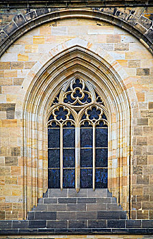 窗户,特写,14世纪,哥特风格,布拉格城堡,地区,布拉格,捷克共和国