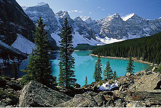 冰碛湖,山峦,班芙国家公园,艾伯塔省,加拿大