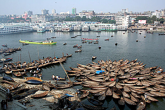 俯视,河,达卡,孟加拉,五月,2007年