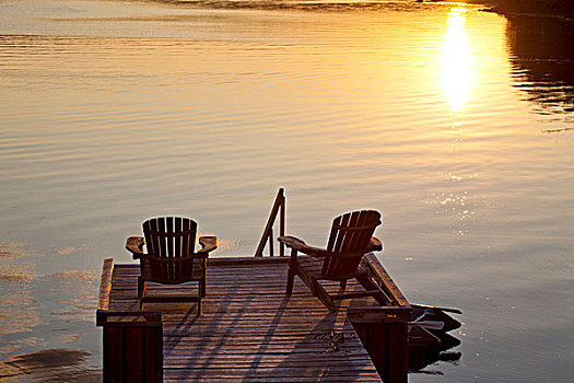 草坪椅,码头,河,新斯科舍省,加拿大