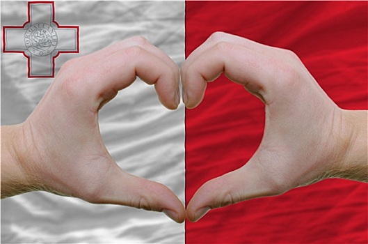 心形,喜爱,手势,展示,上方,旗帜,马耳他