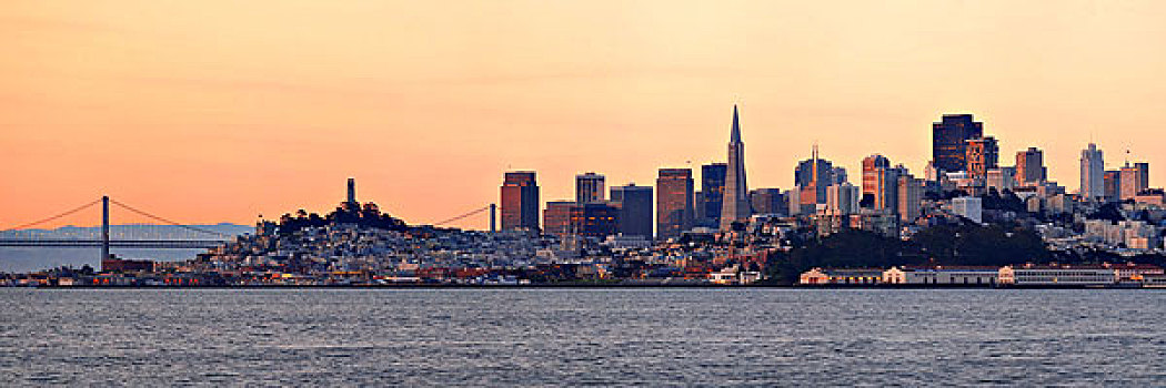 旧金山,城市天际线,全景,城市,建筑,日出